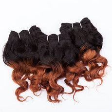 EVET Virgin Human Hair Weaves Ombre Curly Hair Extensions Two Tone Brazilian Curly Hair Extensions 
